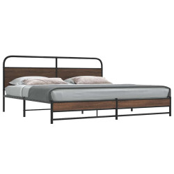 Estrutura cama sem colchão 183x213 cm metal carvalho castanho