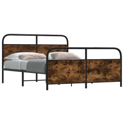 Estrutura de cama sem colchão 183x213cm metal carvalho fumado