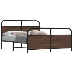 Estrutura cama sem colchão 150x200cm metal carvalho castanho