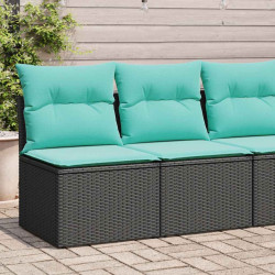 2 Pcs conjunto sofás jardim c/ almofadões vime PE/acácia preto