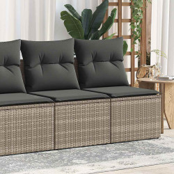 2 Pcs conjunto sofás jardim almofadões vime PE/acácia cinzento