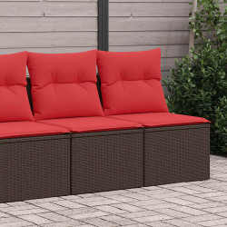 2 Pcs conj. sofás jardim c/ almofadões vime PE/acácia castanho