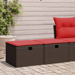 2 Pcs conj. sofás jardim c/ almofadões vime PE/acácia castanho