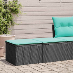 2 Pcs conjunto sofás jardim c/ almofadões vime PE/acácia preto