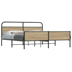 Estrutura de cama sem colchão 193x203cm metal carvalho fumado