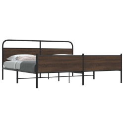 Estrutura cama sem colchão 183x213 cm metal carvalho castanho