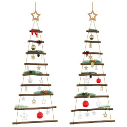 Árvores de natal suspensas com estrelas no topo 2 peças 55x120 cm galho natural