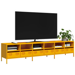 Móvel de TV 202x39x43,5 cm aço laminado a frio amarelo mostarda