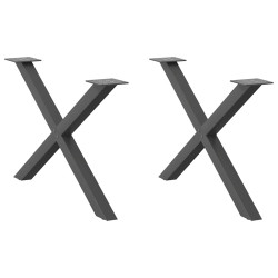 Pés para mesa de centro em formato de x, 2 peças, antracite, 70x (42-43) cm, aço