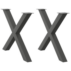 Pés para mesa de jantar em formato de x, 2 peças, antracite, 90x (72-73) cm, aço
