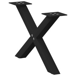 Pés para mesa de centro em formato de x, 2 peças, preto, 50x(30-31) cm, aço