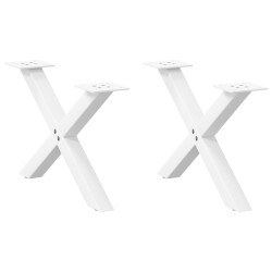 Pés para mesa de centro em formato de x, 2 peças, branco, 60x (30-31) cm, aço