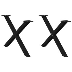 Pés para mesa de centro em formato de x, 2 peças, preto, 70x (42-43) cm, aço