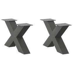 Pés para mesa de centro em formato de x, 2 peças, antracite, 50x(30-31) cm, aço