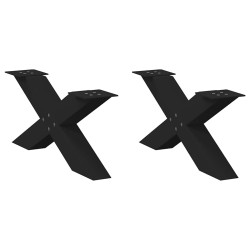 Pés para mesa de centro em formato de x, 2 peças, preto, 70x(30-31) cm, aço