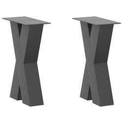 Pés para mesa de centro em formato de x, 2 peças, antracite, 28x(42-43) cm, aço
