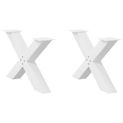 Pés para mesa de centro em formato de x, 2 peças, branco, 70x (42-43) cm, aço