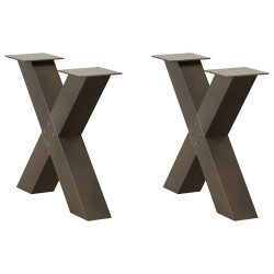Pés para mesa de centro em formato de x, 2 peças, aço natural, 50x(42-43) cm, aço