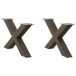 Pés para mesa de centro em formato de x, 2 peças, aço natural, 70x (42-43) cm, aço