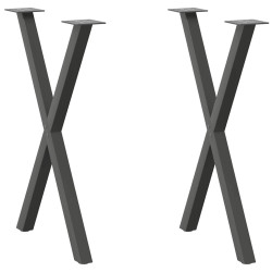 Pés para mesa de jantar em formato de x, 2 peças, antracite, 50x(72-73) cm, aço
