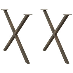Pés para mesa de jantar em formato de x, 2 peças, aço natural, 90x(72-73) cm, aço