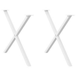 Pés para mesa de jantar em formato de x, 2 peças, branco, 90x (72-73) cm, aço