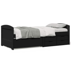 Sofá-cama com 5 gavetas sem colchão 90x200 cm irun preto