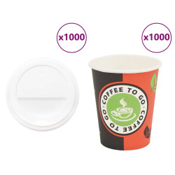 Copos de café de papel com tampas 1000 pcs 8oz 240ml