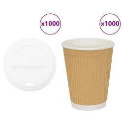 Copos de café de papel com tampas 1000 pcs 12oz 300ml