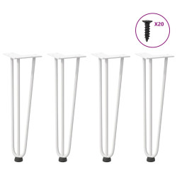 Pernas de grampo para mesa de centro 4 peças, branco, 42 cm, aço maciço