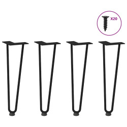 Pernas de grampo para mesa de centro 4 peças pretas 42 cm aço maciço