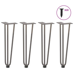 Pernas de grampo para mesa de centro 4 peças aço natural 42 cm aço maciço
