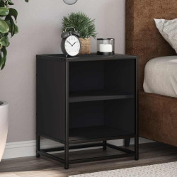 Mesa de cabeceira 40x31x50cm derivados de madeira preto e metal