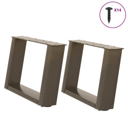 Pés para mesa de centro em formato de u, 2 peças, aço natural, 50x(30-31) cm, aço