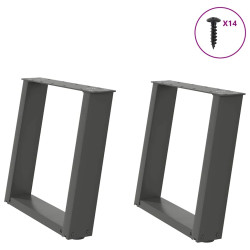 Pés para mesa de centro em forma de u, 2 peças, antracite, 50x (42-43) cm, aço