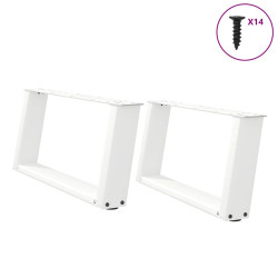 Pés para mesa de centro em formato de u, 2 peças, branco, 70x(30-31) cm, aço