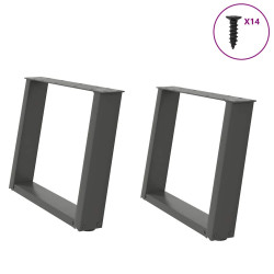 Pés para mesa de centro em forma de u, 2 peças, antracite, 60x (42-43) cm, aço