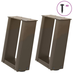 Pés para mesa de centro em formato de u, 2 peças, aço natural, 30x(30-31) cm, aço