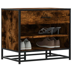 Banco para calçado carvalho fumado 60x40x53,5 cm madeira metal