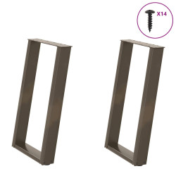 Pés para mesa de jantar em formato de u, 2 peças, aço natural, 50x(72-73) cm, aço