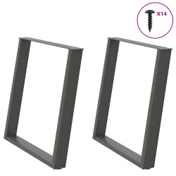 Pés para mesa de jantar em formato de u, 2 peças, antracite, 80x(72-73) cm, aço