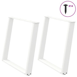 Pés de mesa de jantar em forma de u, 2 peças, branco, 90x (72-73) cm, aço