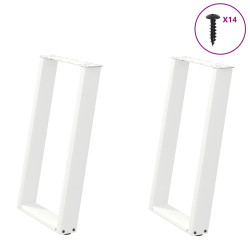 Pés de mesa de jantar em forma de u, 2 peças, branco, 50x(72-73) cm, aço