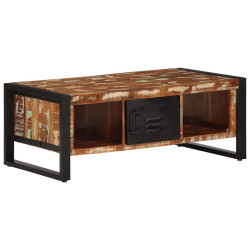 Mesa de centro multicor 90x50x36 cm madeira maciça recuperada