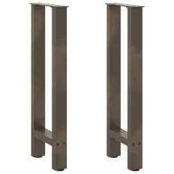 Pés de mesa de console em aço natural, 2 peças, 38x(72-73) cm, aço
