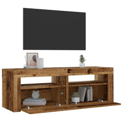 Mesas cabeceira c/ luzes LED 2 pcs 60x35x40 cm madeira velha