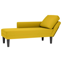 Chaise lounge c/almofada/apoio de braços direito veludo amarelo