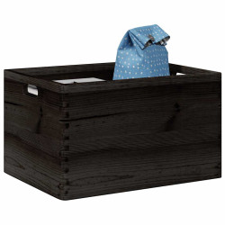 Caixa madeira com pegas preta 40x30x23 cm pinho madeira maciça