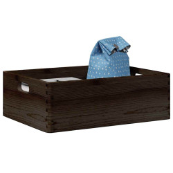 Caixa madeira com pegas preta 40x30x13 cm pinho madeira maciça