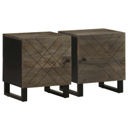 Mesas de cabeceira 2 pcs 40x33x46 cm mangueira maciça preto